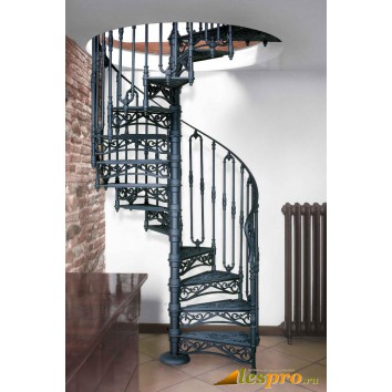 Винтовая лестница из чугуна без подступенка, диаметр 140 см